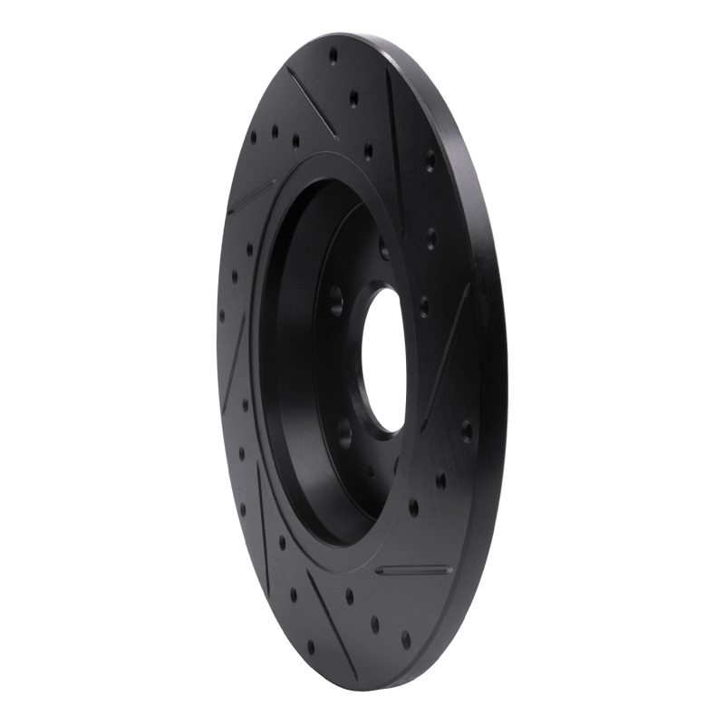 Audi A4 Brake Rotor (1) - Rear Left - R1 Concepts - Drilled & Slotted - Black - `08-`25